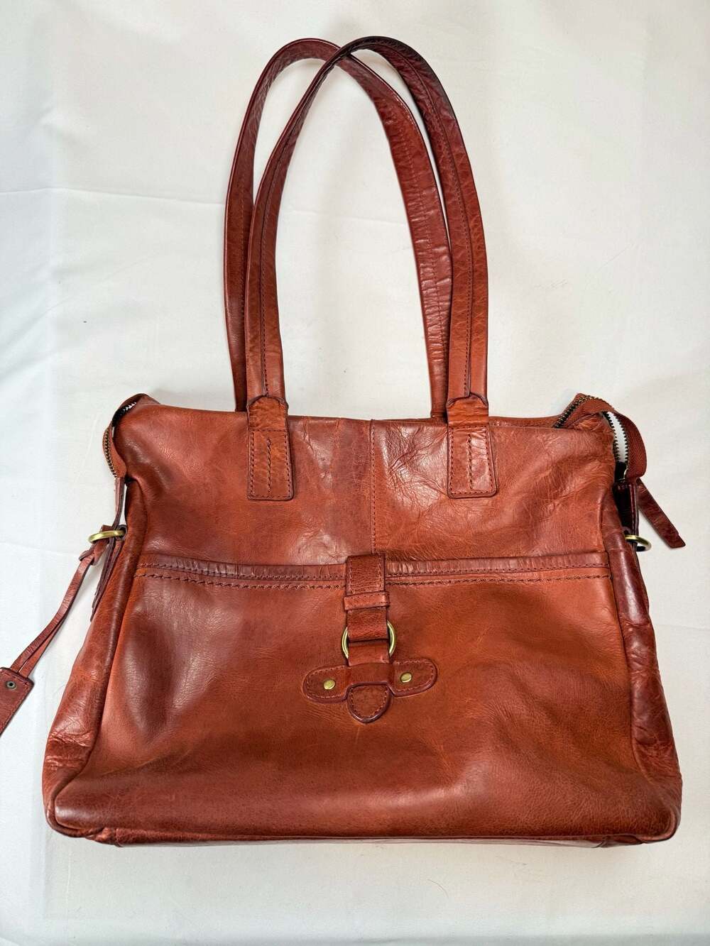 BOHO Vintage Diba True Distressed Brown Leather Shoulder Bag Tote Purse